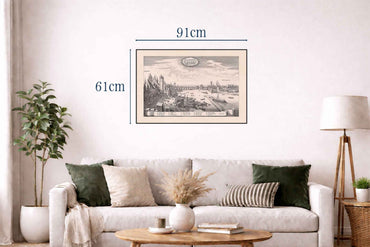 Frankfurt City Map Poster (1646) - Vintage Stone Bridge Engraving Wall Art