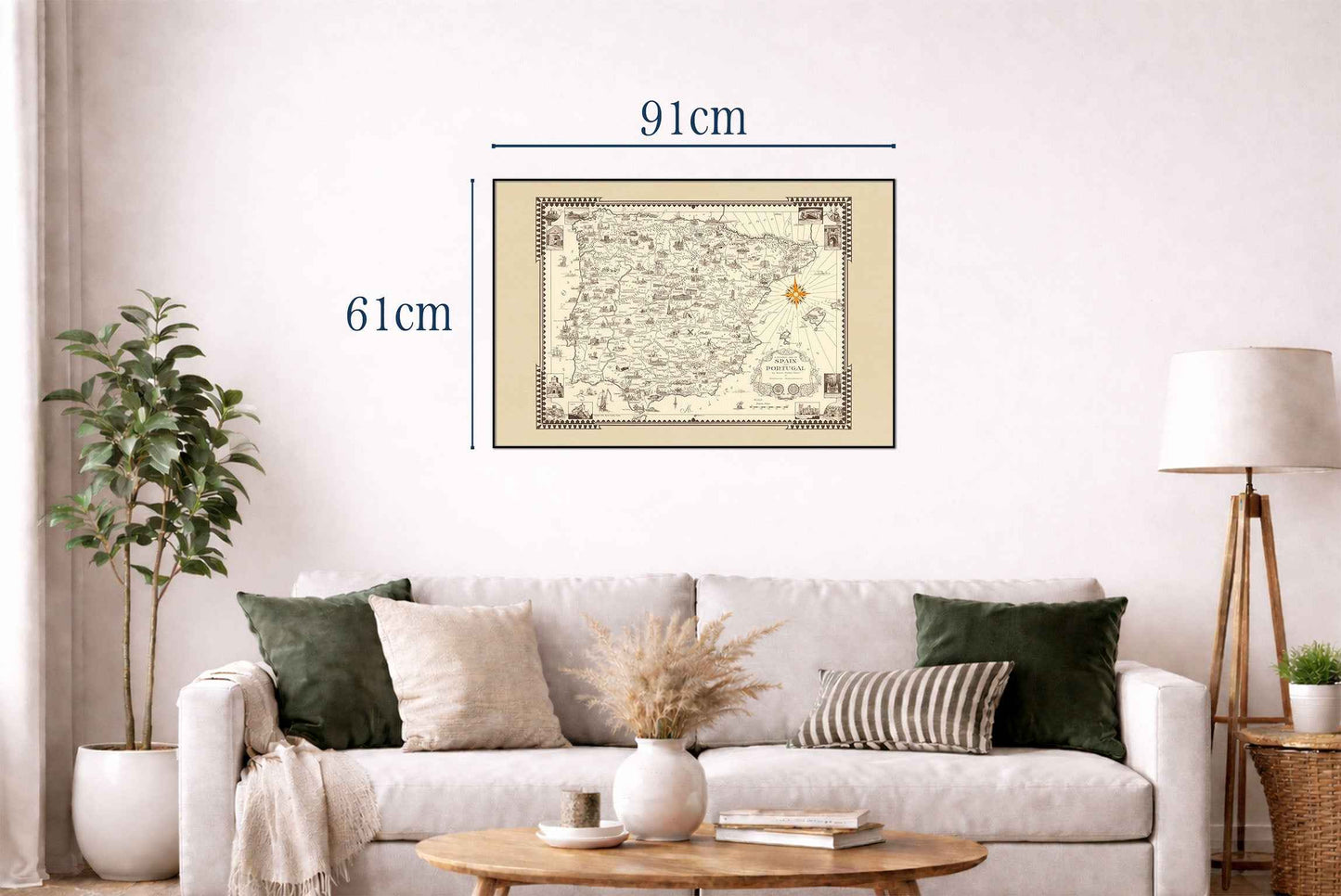 Spain & Portugal Pictorial Map Poster (1935) - Vintage Iberian Peninsula Wall Art