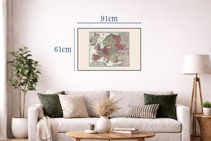 1730 Europe - Historical Wall Map of the Early 18th Century