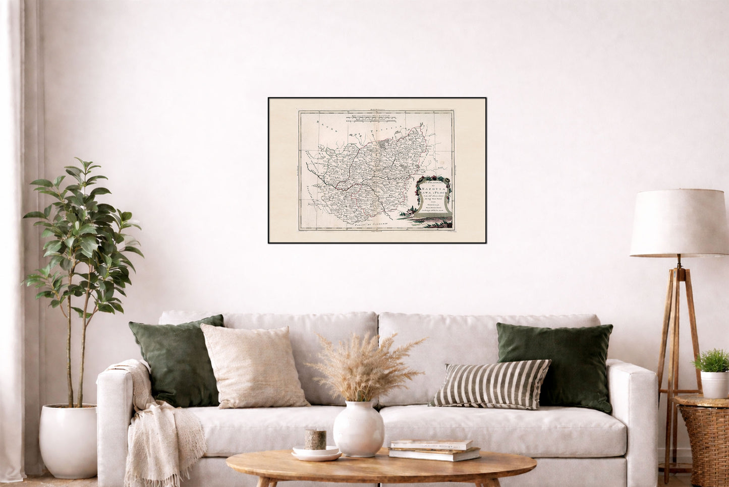 Poster di mappa storica della Masovia, Rawa e Płock – arte da parete della Polonia del XVIII secolo