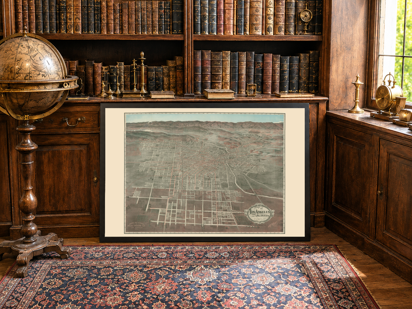 1906 Los Angeles Map Poster - Panoramic City Plan with Streets and Rail Lines