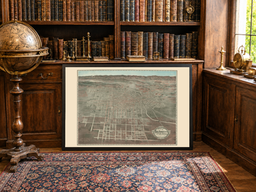 Affiche de carte de Los Angeles 1906 - Plan panoramique de la ville avec rues et lignes de chemin de fer