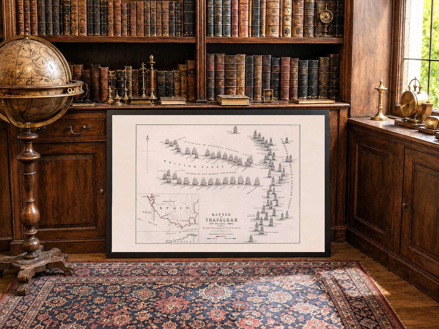 1805 Battle of Trafalgar Cartography Print - Historic Naval Map with Fleet Positions