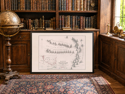 1805 Battle of Trafalgar Cartography Print - Historic Naval Map with Fleet Positions