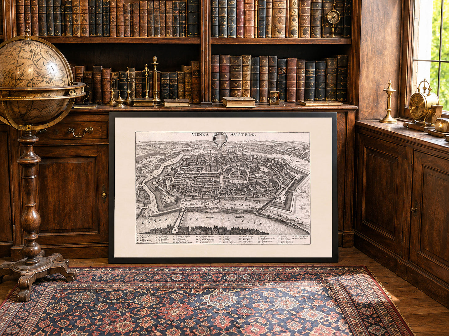 Carte de Vienne de 1649 par Matthäus Merian – Gravure ancienne de la ville d’Autriche pour décoration murale
