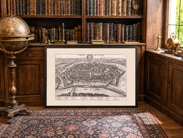 Carte de Vienne de 1649 par Matthäus Merian – Gravure ancienne de la ville d’Autriche pour décoration murale